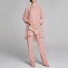 Women's Mother of The Bride Pants Suits Full Length Chiffon Lace 3/4 Sleeve 3 Pcs Wedding Sets