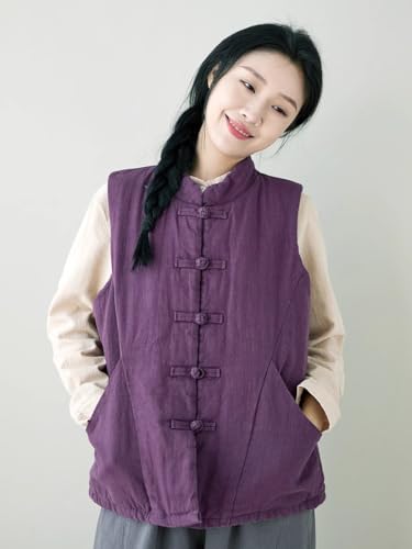 suit women's Chinese style quilted vest autumn and winter buckle thickened waistcoat cotton-padded jacket
