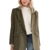 2025 Women's Spring Hooded Blazer Jacket Double-Breasted Oversize Loose Fully-Lined Work Office Suit with Pockets