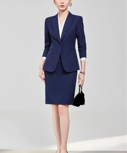 Women's Notch Lapel Collar Slim Fit Suit Jacket Wrap Hip Pencil Skirt 2 Piece Suits Business Office Sets