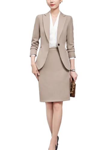 Women's Notch Lapel Collar Slim Fit Suit Jacket Wrap Hip Pencil Skirt 2 Piece Suits Business Office Sets