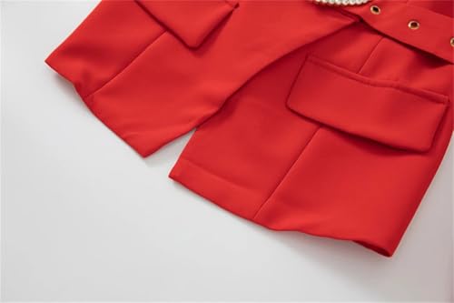Women Suit Long-Sleeve Double Breasted Notched Tops Embroidery Skirt 2 Piece Set