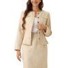 Suit Set for Women's 2 Piece Outfits Tweed Peplum Collarless Blazer Jacket and Skirt Sets