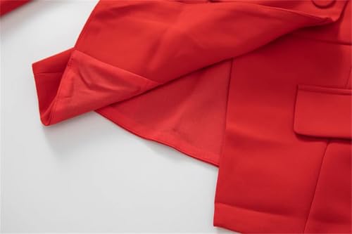 Women Suit Long-Sleeve Double Breasted Notched Tops Embroidery Skirt 2 Piece Set