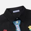 Men's Button Down Shirts Handcrafted Floral Short Sleeve Shirt Graffiti Necktie Casual Shirts Summer Beach Tops