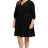 Women's Shirred Surplice Bishop Sleeve Dress