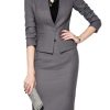 Suits for Women Business 2 Pieces Long Sleeve Office Formal One Button Lady Blazer Skirt Suit Set Outfits