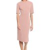 Women's Curved Waist Seam Crepe Workwear Dress Career Office Desk to Dinner Event Occasion Guest of