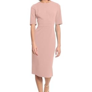 Women's Curved Waist Seam Crepe Workwear Dress Career Office Desk to Dinner Event Occasion Guest of