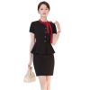 Women's Spring and Summer Round Neck Single Breasted Solid Color Suit Jacket and Skirt Set