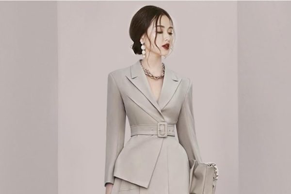 31iphPopD-L.jpg Women's Skirt Suit Spring Autumn Belted Long Sleeve Blazer Loose Casual Skirt 2 Piece Set for Women