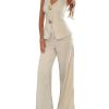 Womens 2 Piece Dressy Sets Straight Wide Leg Pants Slim Vest Business Suits Office Outfits for Women