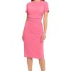 Women's Ruched Waist Crepe Sheath Dress Workwear Office Occasion Event Guest of