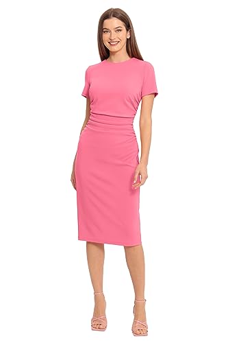 Women's Ruched Waist Crepe Sheath Dress Workwear Office Occasion Event Guest of