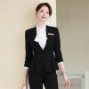 Women's Solid Color V-Neck Single Button Slim Fit Short Suit Jacket Skirt Two-Piece Suit