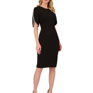Women's Knit Crepe Pearl Midi Dress