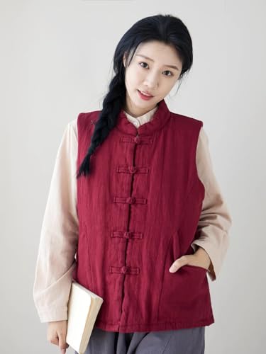 suit women's Chinese style quilted vest autumn and winter buckle thickened waistcoat cotton-padded jacket