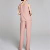 Women's Mother of The Bride Pants Suits Full Length Chiffon Lace 3/4 Sleeve 3 Pcs Wedding Sets
