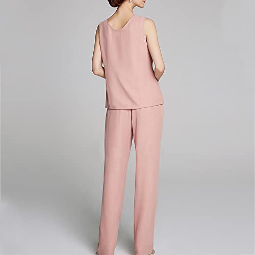 Women's Mother of The Bride Pants Suits Full Length Chiffon Lace 3/4 Sleeve 3 Pcs Wedding Sets