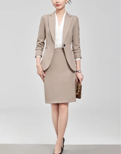 Women's Notch Lapel Collar Slim Fit Suit Jacket Wrap Hip Pencil Skirt 2 Piece Suits Business Office Sets