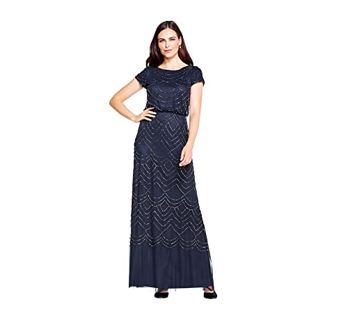 Women's Short Sleeve Blouson Beaded Gown