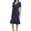 Women's V-Neck Polished Flounce Hem Twist Waist Detail Feminine Office Event Guest of