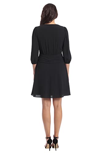 Women's Shirred Surplice Bishop Sleeve Dress