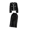 Women's French Skirt Set Heavy Industry Beaded Sequined Temperament Coat Skirt Two-Piece Set