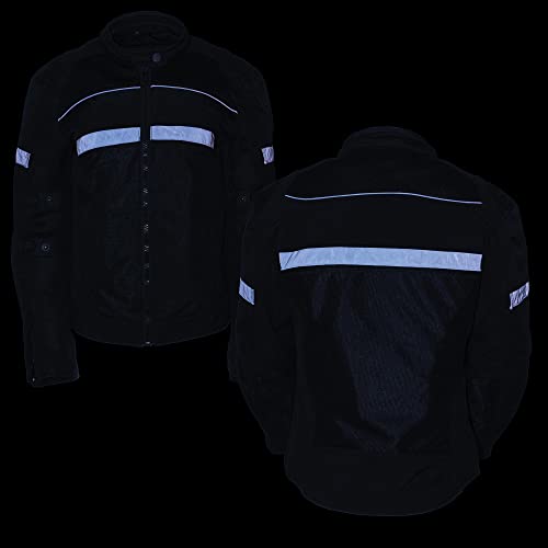 MPL2775 Black Armored Textile Motorcycle Jacket for Women - All Season Jacket w/Removable Liner