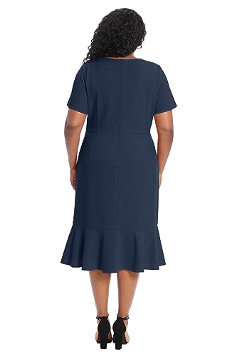 Women's V-Neck Polished Flounce Hem Twist Waist Detail Feminine Office Event Guest of