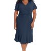 Women's V-Neck Polished Flounce Hem Twist Waist Detail Feminine Office Event Guest of