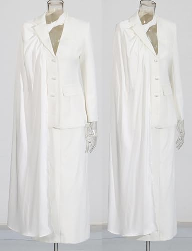 Women's 2-Piece Suit Set Business Casual Single Breasted Jacket and Long Skirt for Party