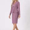 Women's Two Piece Skirt Sets Tweed Trim Blazer Knee Length Work Pencil Skirt Business Suits Office Outfits