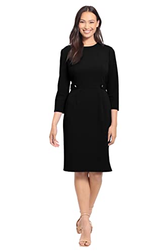 Women's Work Office Business Sheath Dress with Button Waist Detail