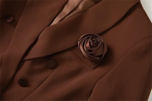 Women Elegant Commuter Suit Notched Long-Sleeved Appliques Tops Flounced Edge Skirt 2 Piece Set