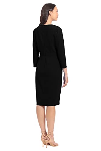 Women's Work Office Business Sheath Dress with Button Waist Detail