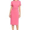 Women's Ruched Waist Crepe Sheath Dress Workwear Office Occasion Event Guest of