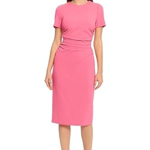 Women's Ruched Waist Crepe Sheath Dress Workwear Office Occasion Event Guest of