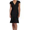 Women's Dresses Feminine Ageless Surplice V-Neck Faux Wrap Ruffle Dress Office Event Shower Guest of