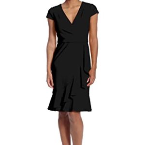 Women's Dresses Feminine Ageless Surplice V-Neck Faux Wrap Ruffle Dress Office Event Shower Guest of