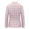 Womens 2 Piece Plaid Suits Set Business Office One Button Blazer Jacket Casual Long Sleeve Pant Suit Set