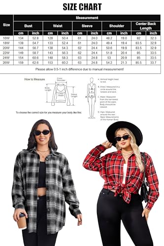Womens Plus Size Flannel Shirts Plaid Shirts Long Sleeves Casual Button Down Collared Shacket Tops