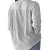 Grade 4 Wrinkle-Resistant Women's Button Down Shirts Striped Long Sleeve Collared Blouses Tops with Pocket