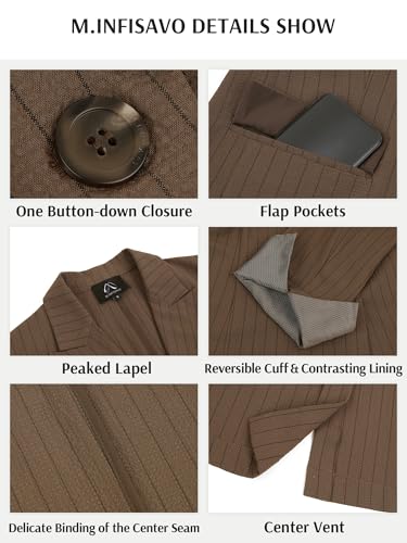 Women's Casual Blazer for Work Office Loose Lapel Collar Stripe Open Front Stretch Dressy Business Jacket Suit