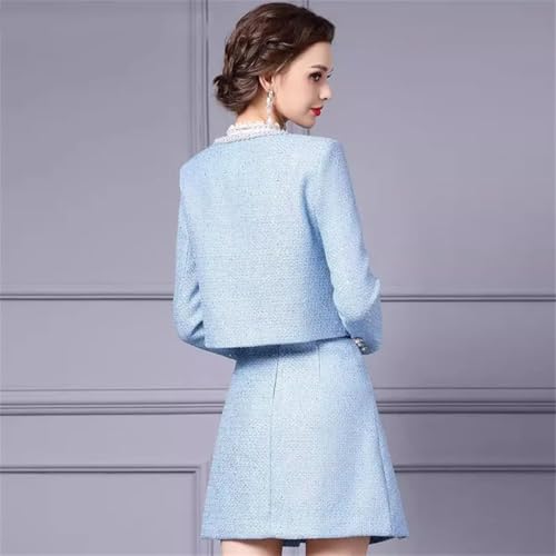 Women Suit Long-Sleeved Single-Breasted Jacket Top Short Skirt 2 Piece Set