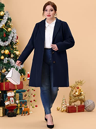 Women's Plus Size Coat Single Breasted Notched Lapel Elegant Long Winter Coats 2025