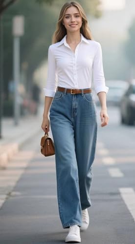 Womens Dress Shirts Long Sleeve Button Down Shirt Work Wear