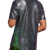 Men's 70s Sparkly Disco Top Crocodile Pattern Metallic Rave Button Down Shirt Short Sleeve Party T Shirt