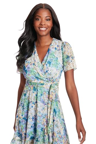 Women's Faux Wrap Dress with Ruffle Skirt Occasion Shower Office Career