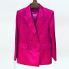 Women's 2-Piece Business Satin Suit Set Double Breasted Jacket Skirt for Party